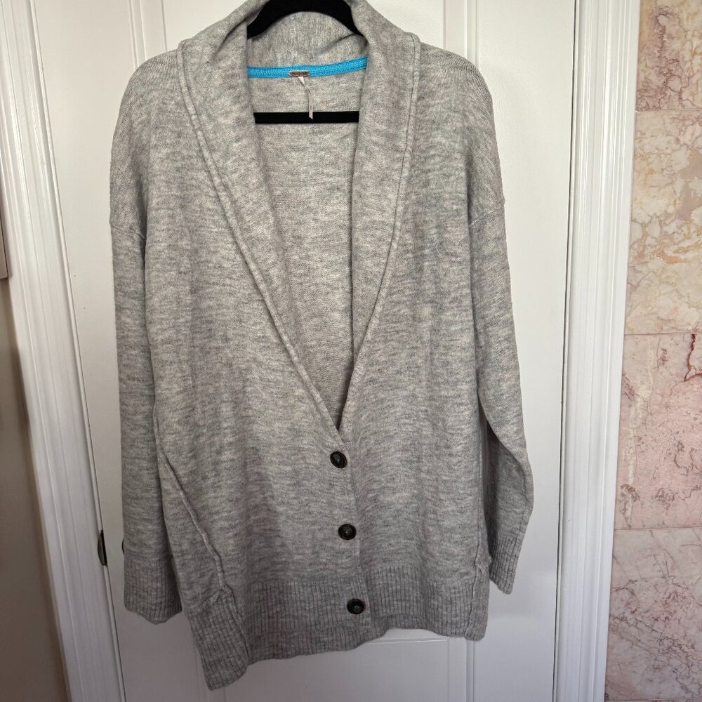 Free People Gray Long Cardigan Sweater, Women's Size Small, NWT